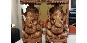 Wooden Ganesha Statue Brown