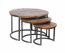 Iron Wood Round Stool Set