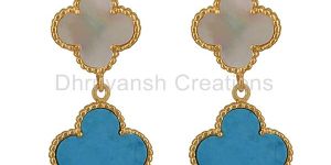 Turquoise And Mother of Pearl Gemstone Earring