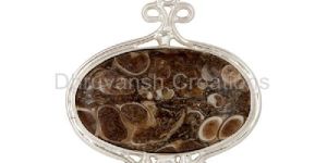 Turritella and Smoky Quartz Gemstone Pendant