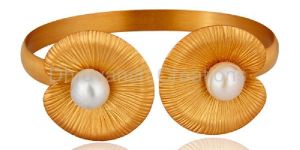 Yellow Gold Plated Flower Cuff Bangle