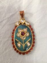 Turquoise Gold Polki Pendent