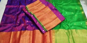 Pure Silk Sarees with Contrast Blouse
