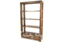 Wooden Two Side Open Book Display Rack with Drawers
