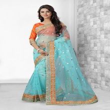 Unique Sky Blue Net Saree