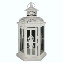 White Metal Lantern with Handle