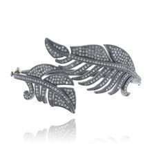 Yellow Gold Pave Diamond Bypass Leaf Bangle