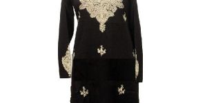 Black Kashmiri Embroidered Unstitched Suit Fabric