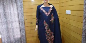 Blue Kashmiri Embroidered Unstitched Suit Fabric