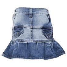 Fishtail Pleated Mini Denim Skirt