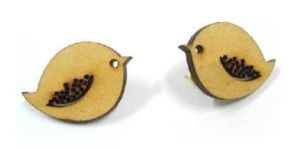 Wooden Bird Earrings