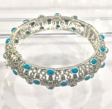 Trendy Vintage Oxidised Beaded Sterling Silver Bangle