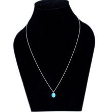 Turquoise Oval Gemstone Silver Chain Necklace