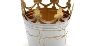 White Gold Texture Designer Candle Holders