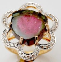 Watermelon Tourmaline Gemstone Ring