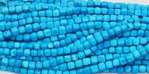 Turquoise 6-7mm Faceted Square Bead 8 Inch Long Strand