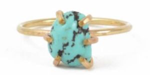 Turquoise Rough Cut Stone Prong Set Ring