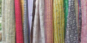 Vintage Pure Silk Hand Quilted Kantha Stole