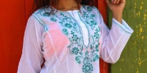 White Embroidered Short Tunic