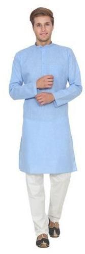 Mens Blue Cotton Kurta Pajama