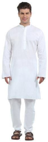 Mens White Cotton Kurta Pajama