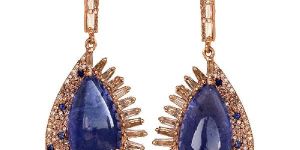 TANZANITE GEMSTONE DIAMOND EARRINGS