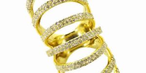 YELLOW GOLD PAVE DIAMOND CAGE RING