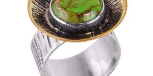 Two Tone Sterling Silver And Brass Metal Ring