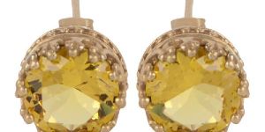 Yellow Swarovski Glass Gold Plated Fashion Designer Stud Earring