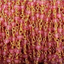 Ruby Crystal Coated Quartz Beaded Chains