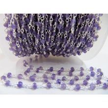 Wire Wrapped Amethyst Rosary Beaded Chain