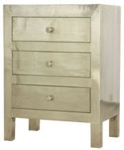 White Metal Plain Bedside Cabinet