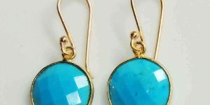 Multi Gemstone Silver Gold Plated Bezel Set Hook Earrings