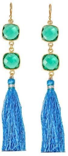 Quartz Tassel Earrings, Gold Plated