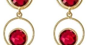 Rubylight Quartz Bezel Hoop And Stud Earring