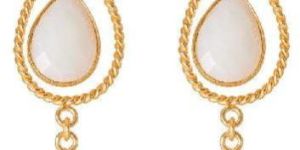 Silver Gold Plated Bezel Set Hook Dangle Earrings