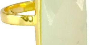 White Chalcedony Bezel Prong Setting Rings