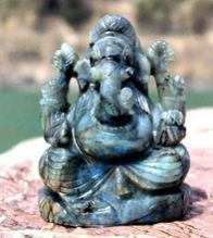 Natural Labradorite Premium Stone Carved Handmade Lord Ganesha Statue
