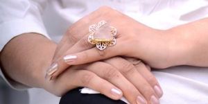 Natural Rough Gemstone Adjustable Gold Plated Women Rose Quartz Ring