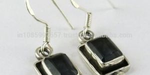 Winsome Rectangle Shape Iolite 925 Sterling Silver Earring