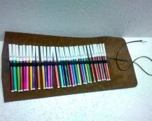 Vintage Color Pens Leather Case