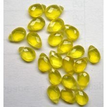 Yellow Chalcedony Gemstone Briolette Beads