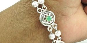 Trendy Green Onyx Gemstone Sterling Silver Bracelet 925 Sterling Silver Jewellery