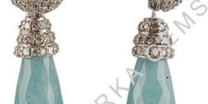 925 Sterling Silver Milky Aquamarine Diamond Earring