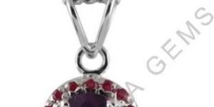 African Amethyst And Ruby Silver Pendant