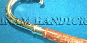 Wooden Walking Stick with Brass Elephant Handle