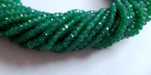Natural Green Onyx Faceted Roundel Bead