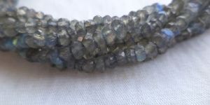 Natural Labradorite Faceted Roundel Bead