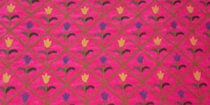 Velvet Crewel Embroidered Fabric Pink, Muticolor