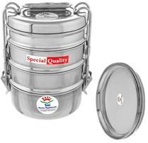 Steel Tiffin Box 4 Compartment with Plate